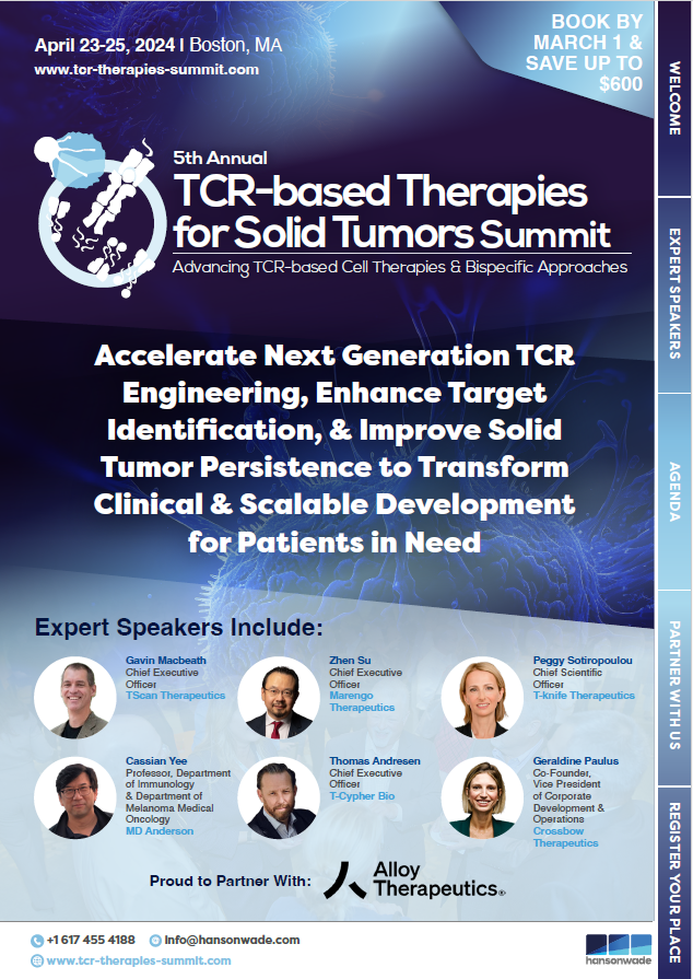 5th TCR-based Therapies for Solid Tumors Summit Brochure Cover